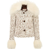 RONCH - Shearling detailed animal-print leather jacket