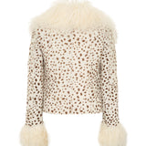 RONCH - Shearling detailed animal-print leather jacket