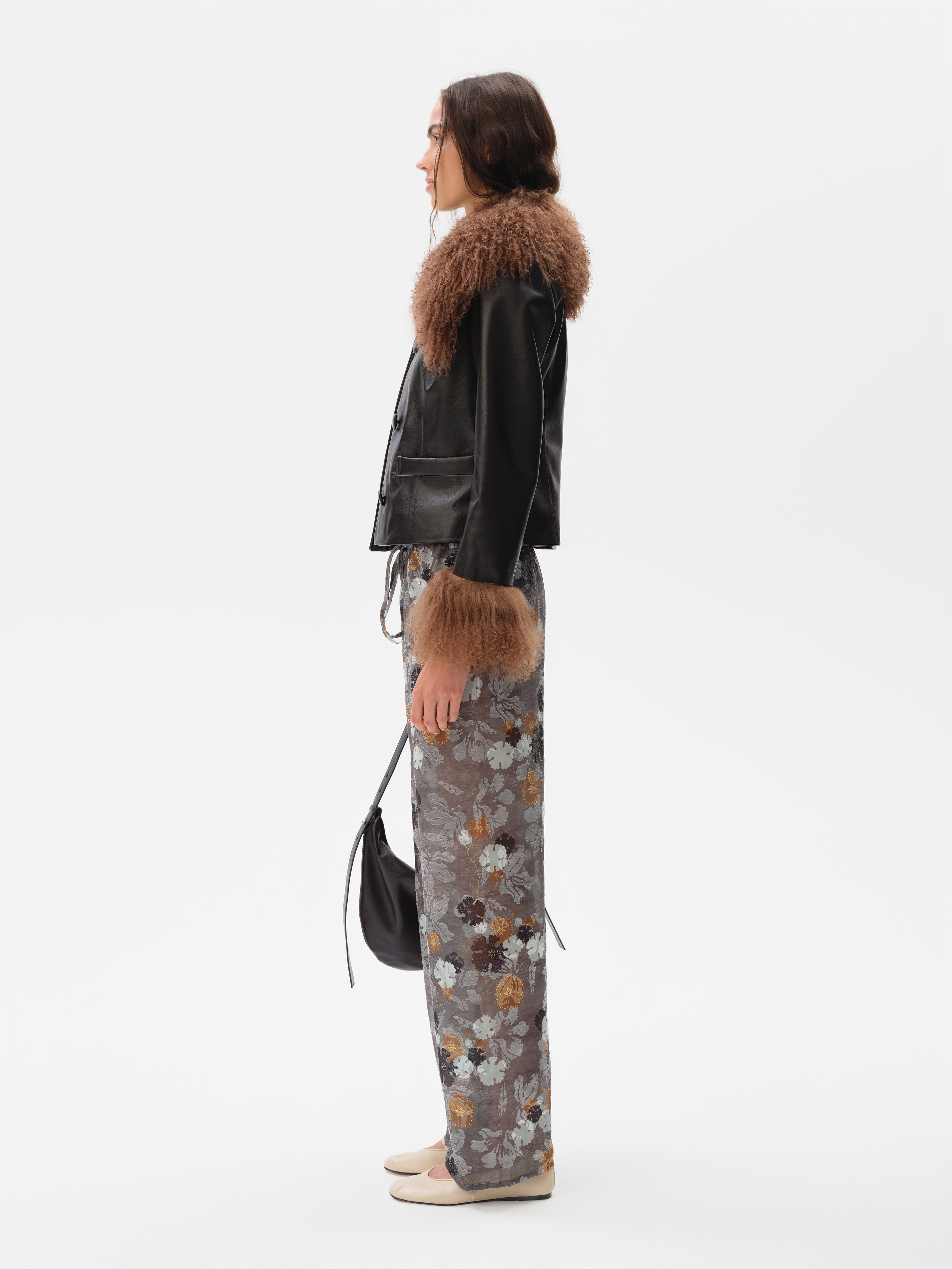 RONCH - Shearling-collar leather jacket