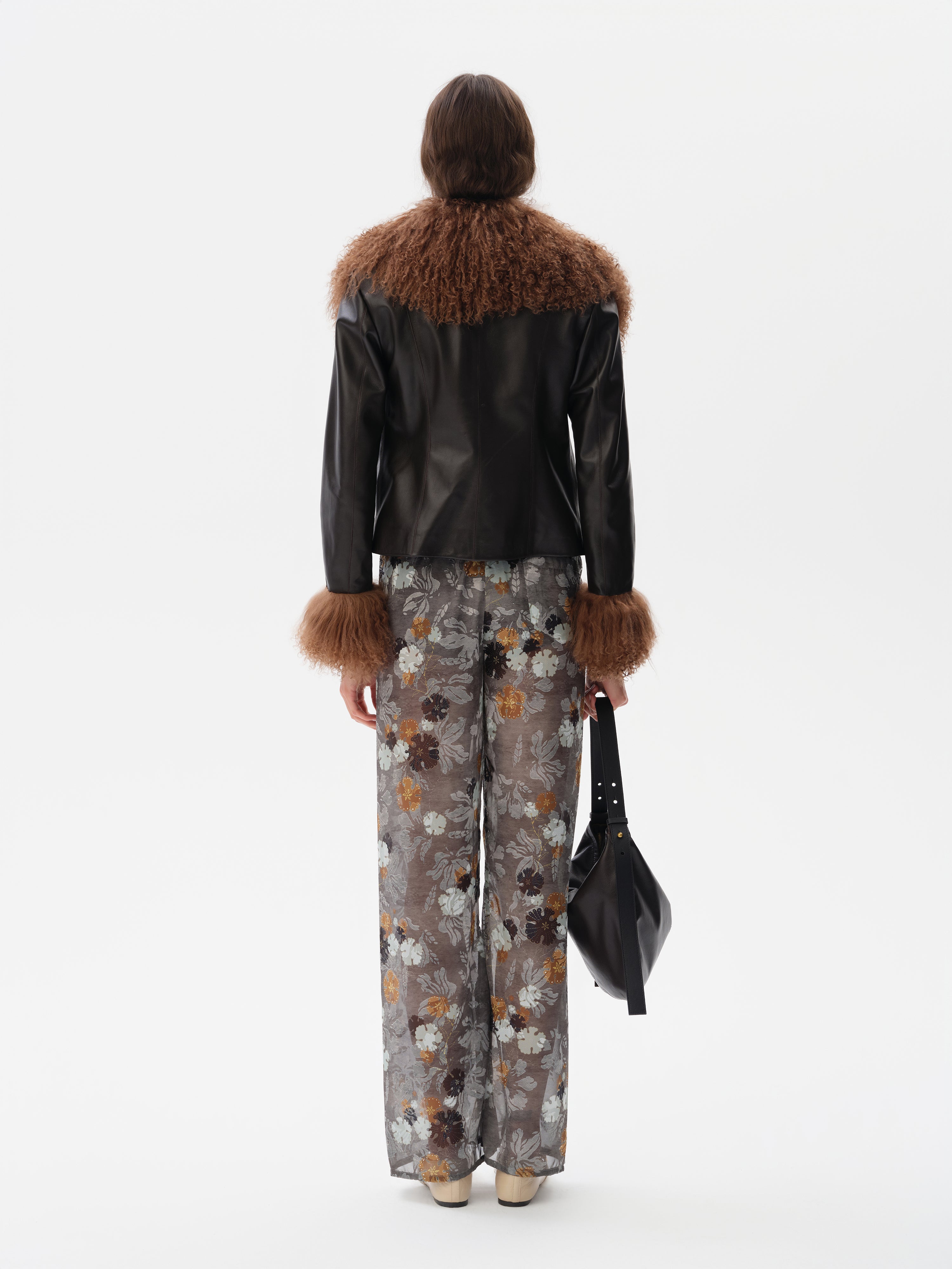 RONCH - Shearling-collar leather jacket