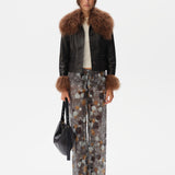 RONCH - Shearling-collar leather jacket