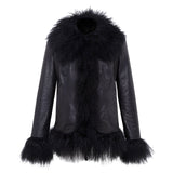 RONCH - Fur trimmed textured leather jacket