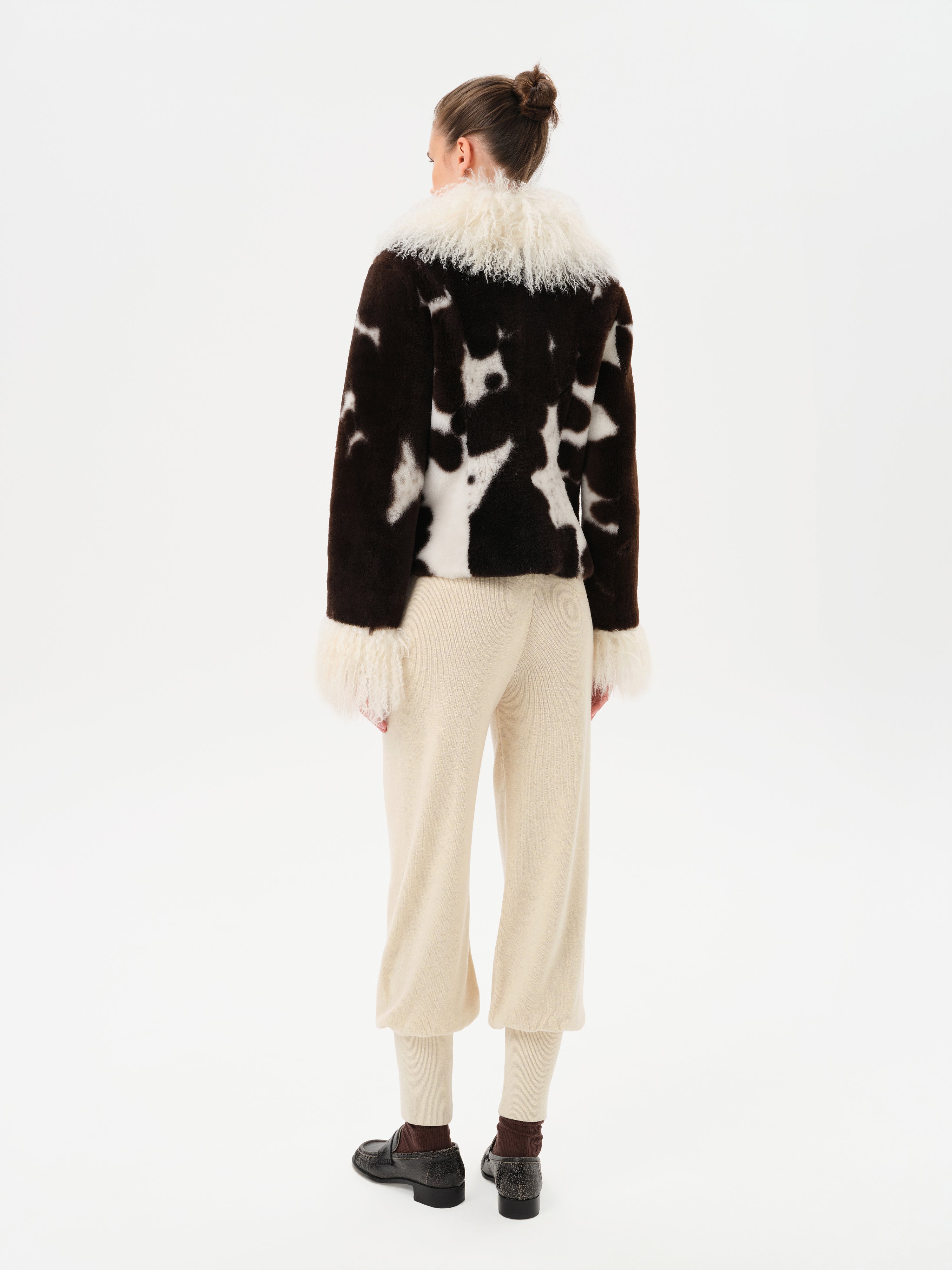 RONCH - Cropped animal print shearling jacket