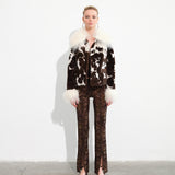DORY - Mid-rise printed velvet pants