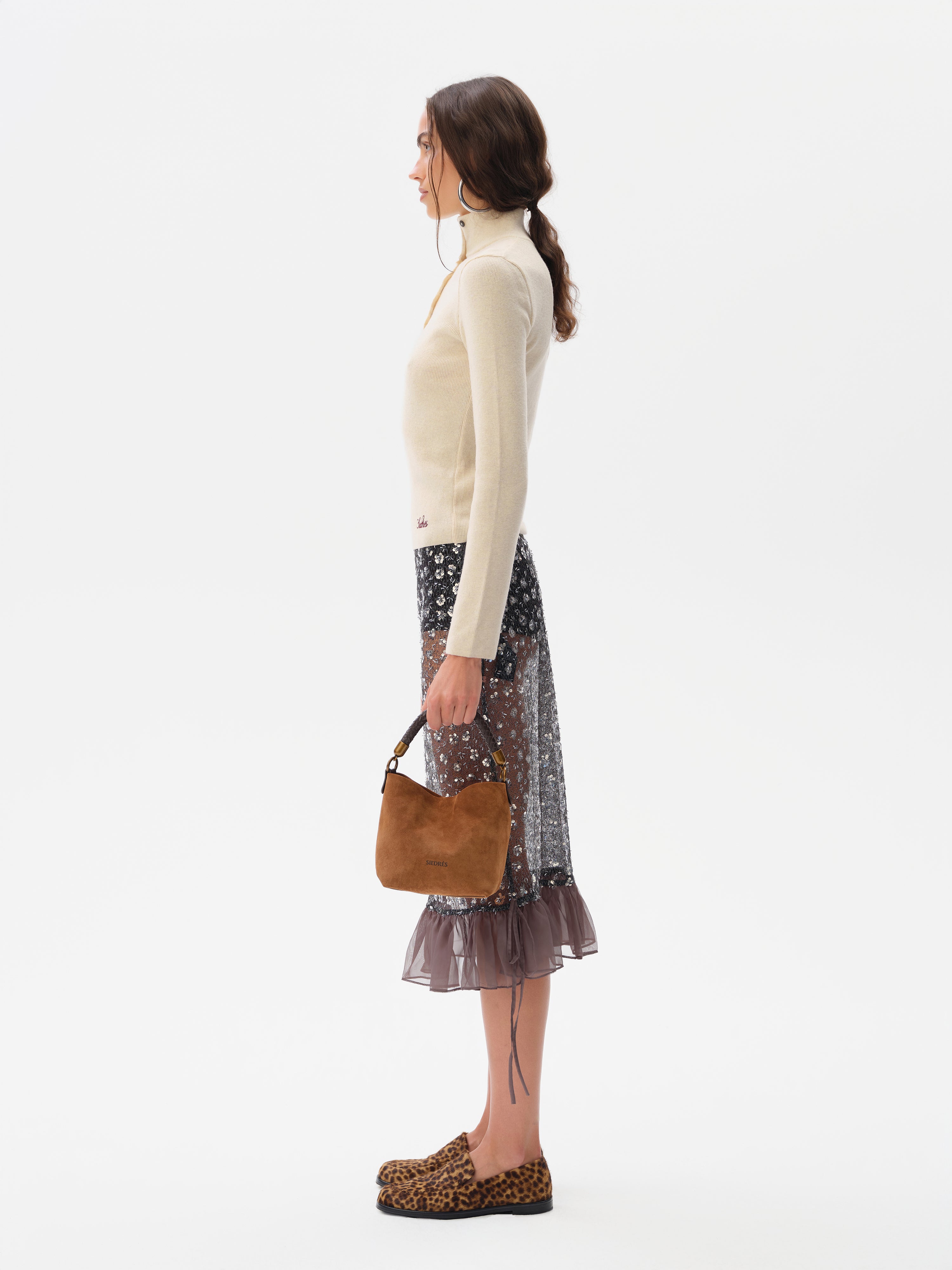 ROSALIE - Sequined ruffle trimmed skirt with mini shorts