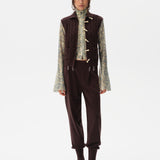 LESNA - High-neck cable knit vest with front pockets