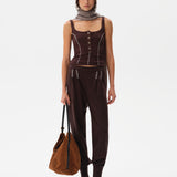 ROSENA - Knit harem pants with blanket-stitched hem