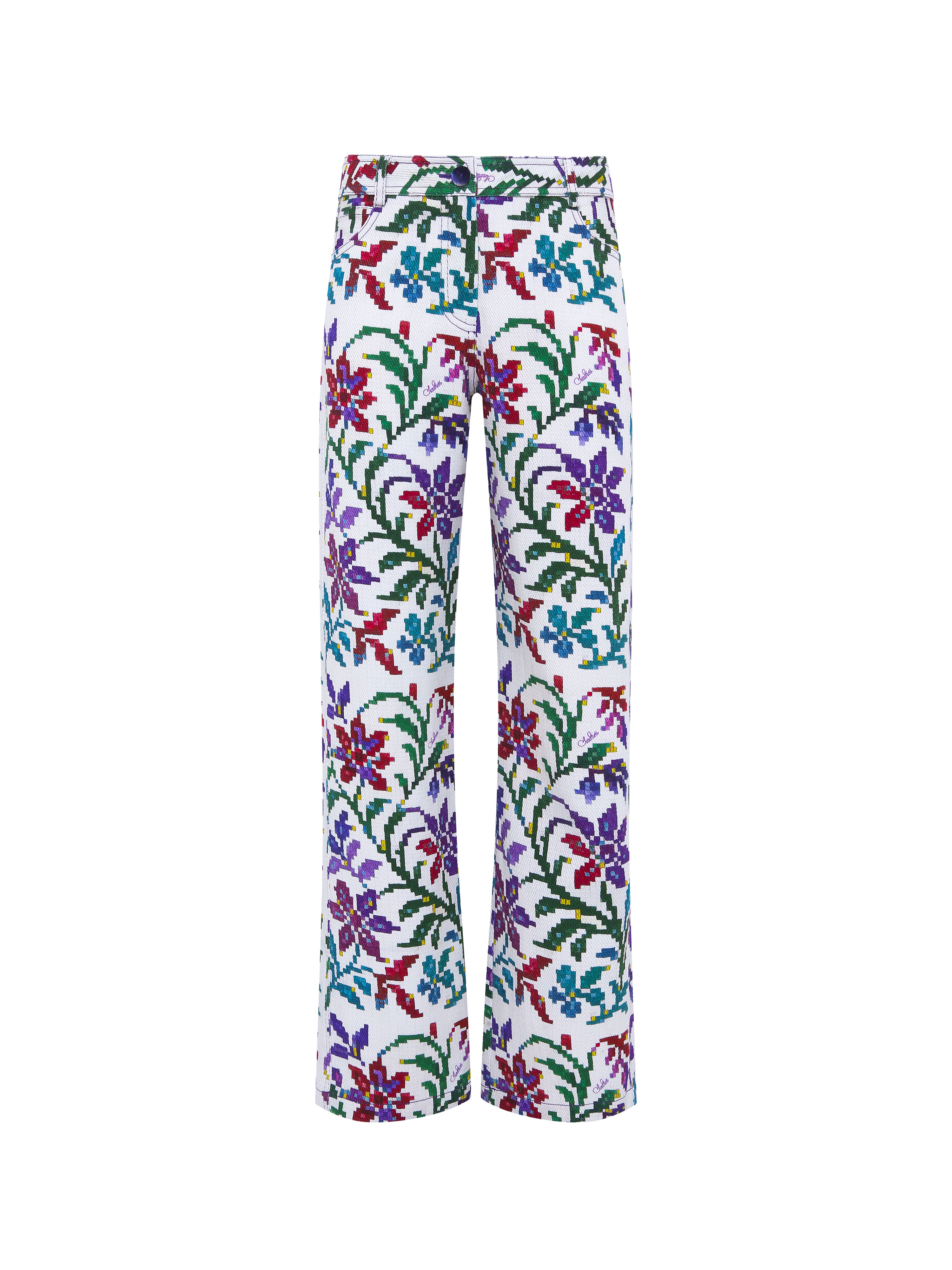 ROUX - Floral printed straight-leg low-rise pants