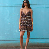 ROXANE - Tiered mini dress with lace trims