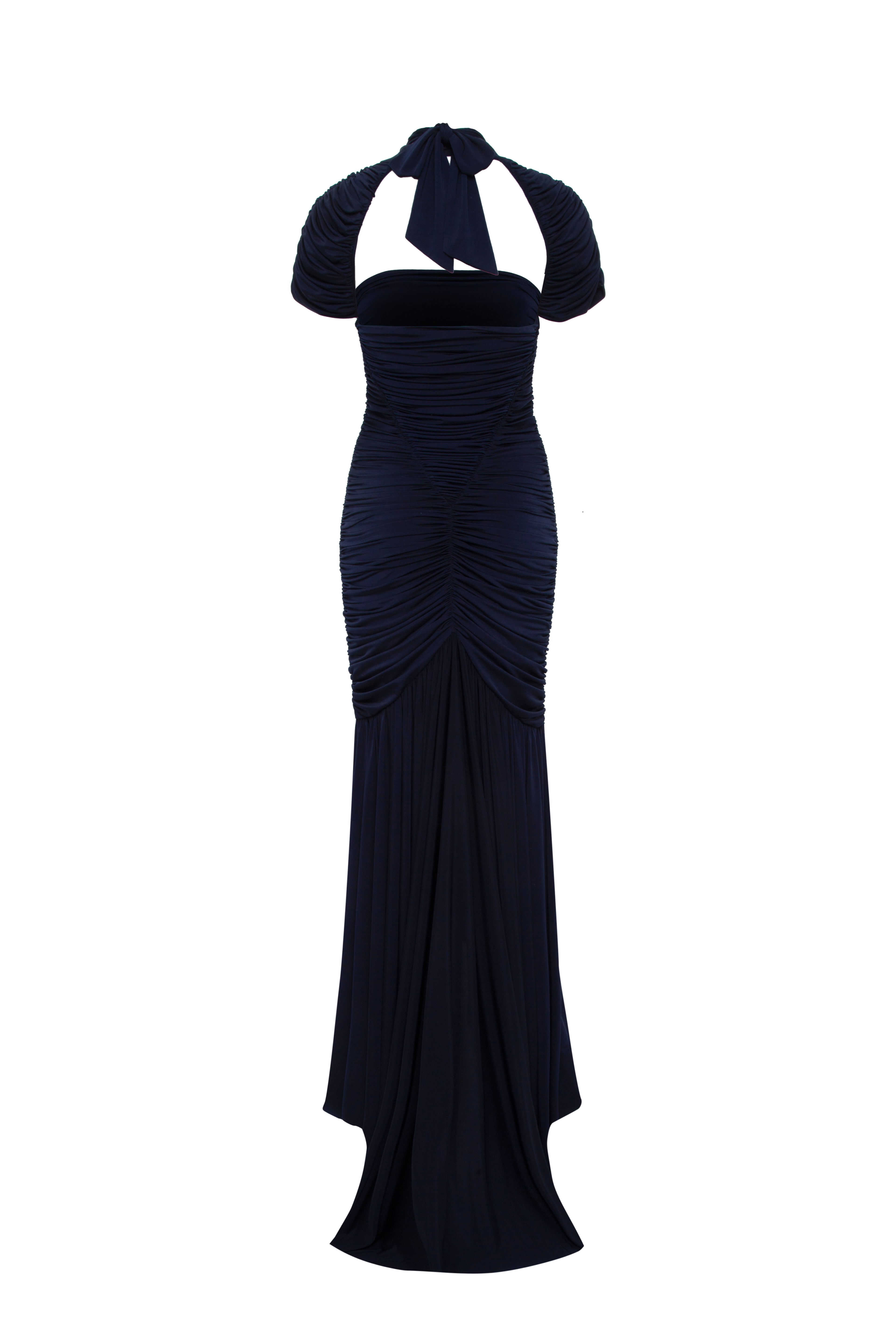 ROXY - Stretch jersey ruched maxi dress - Navy XS ROXY - Stretch jersey ruched maxi dress - Navy XS