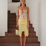SANDOR - Asymmetric jersey midi skirt with silver stud embellishments