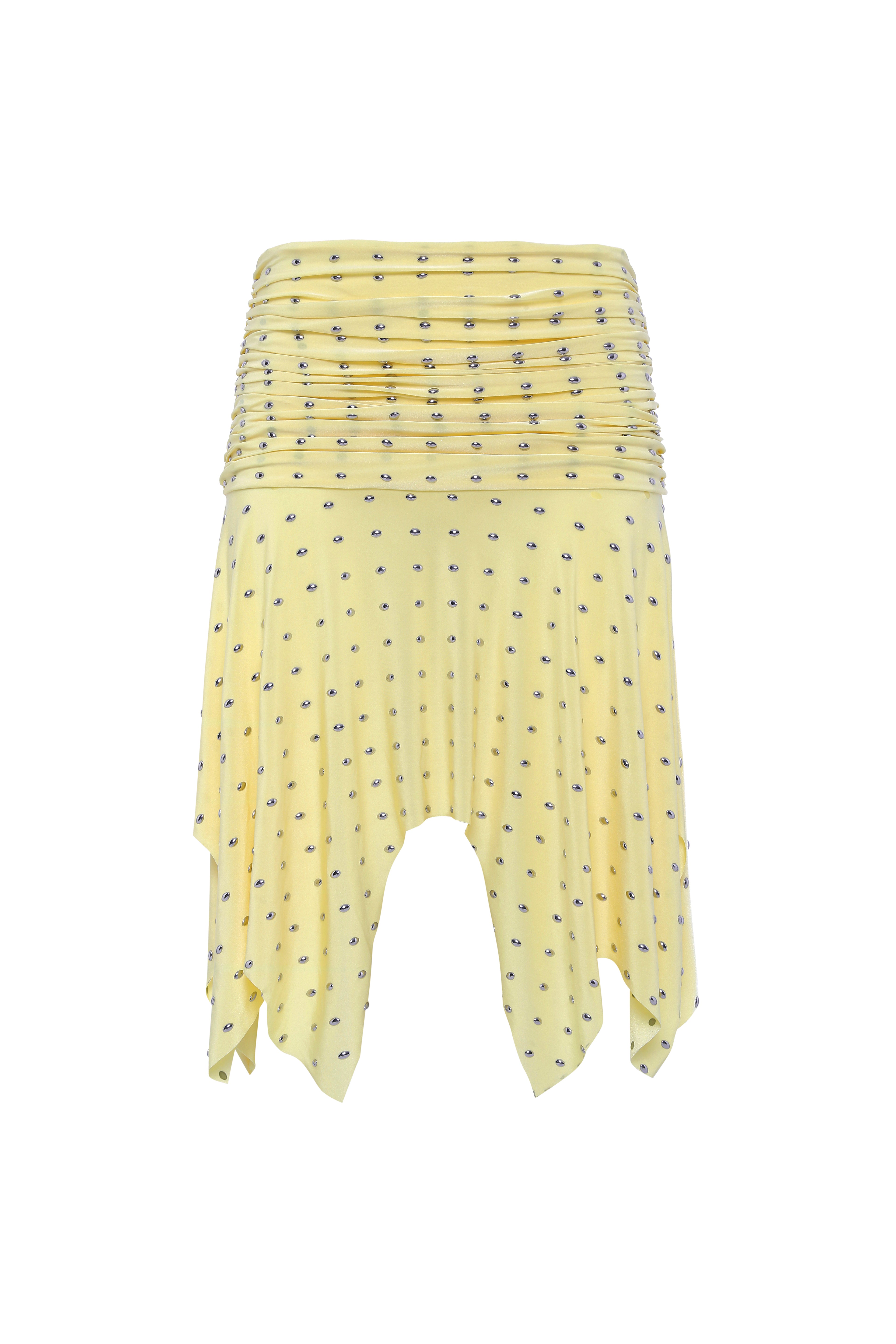 SANDOR - Asymmetric jersey midi skirt with silver stud embellishments