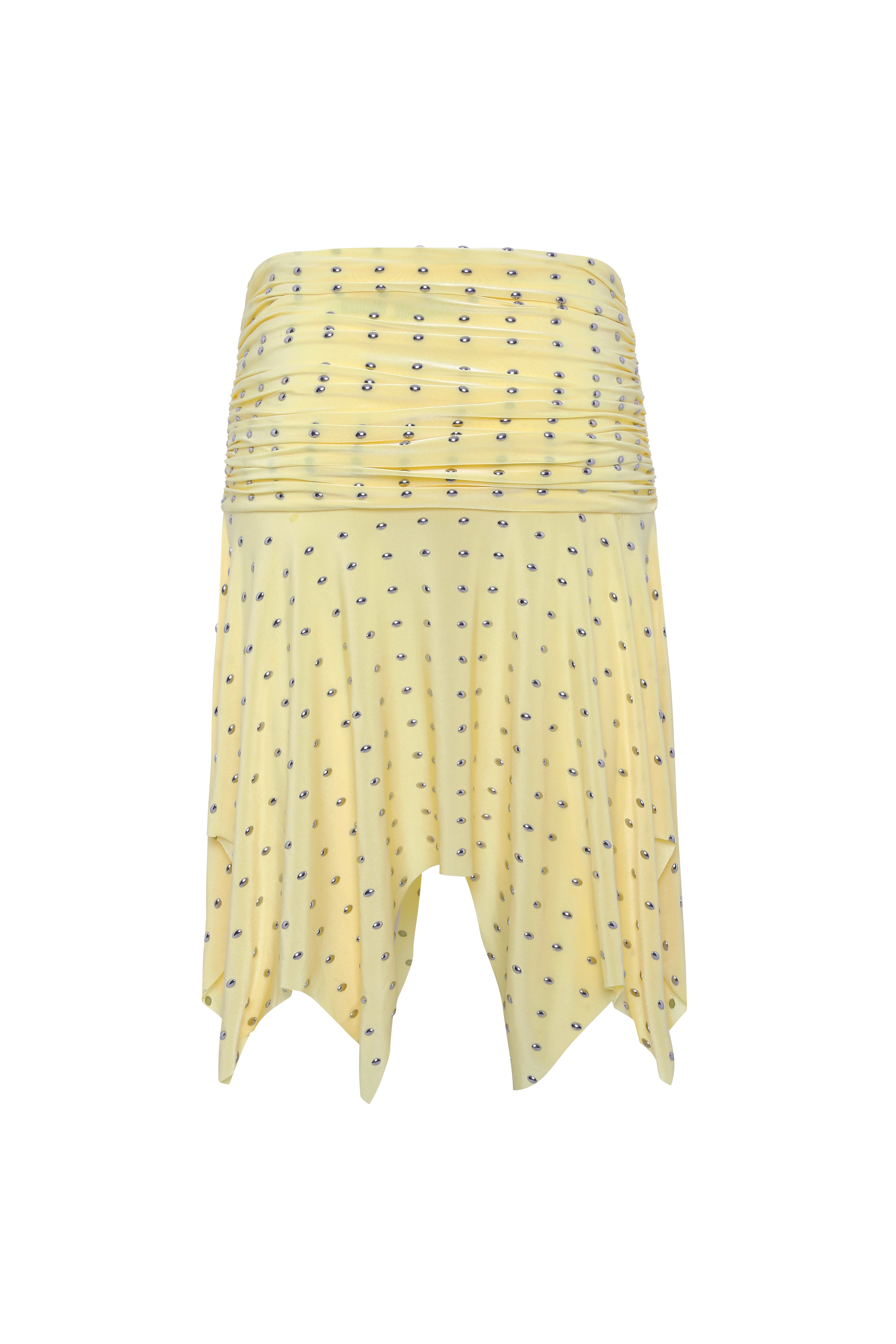 SANDOR - Asymmetric jersey midi skirt with silver stud embellishments