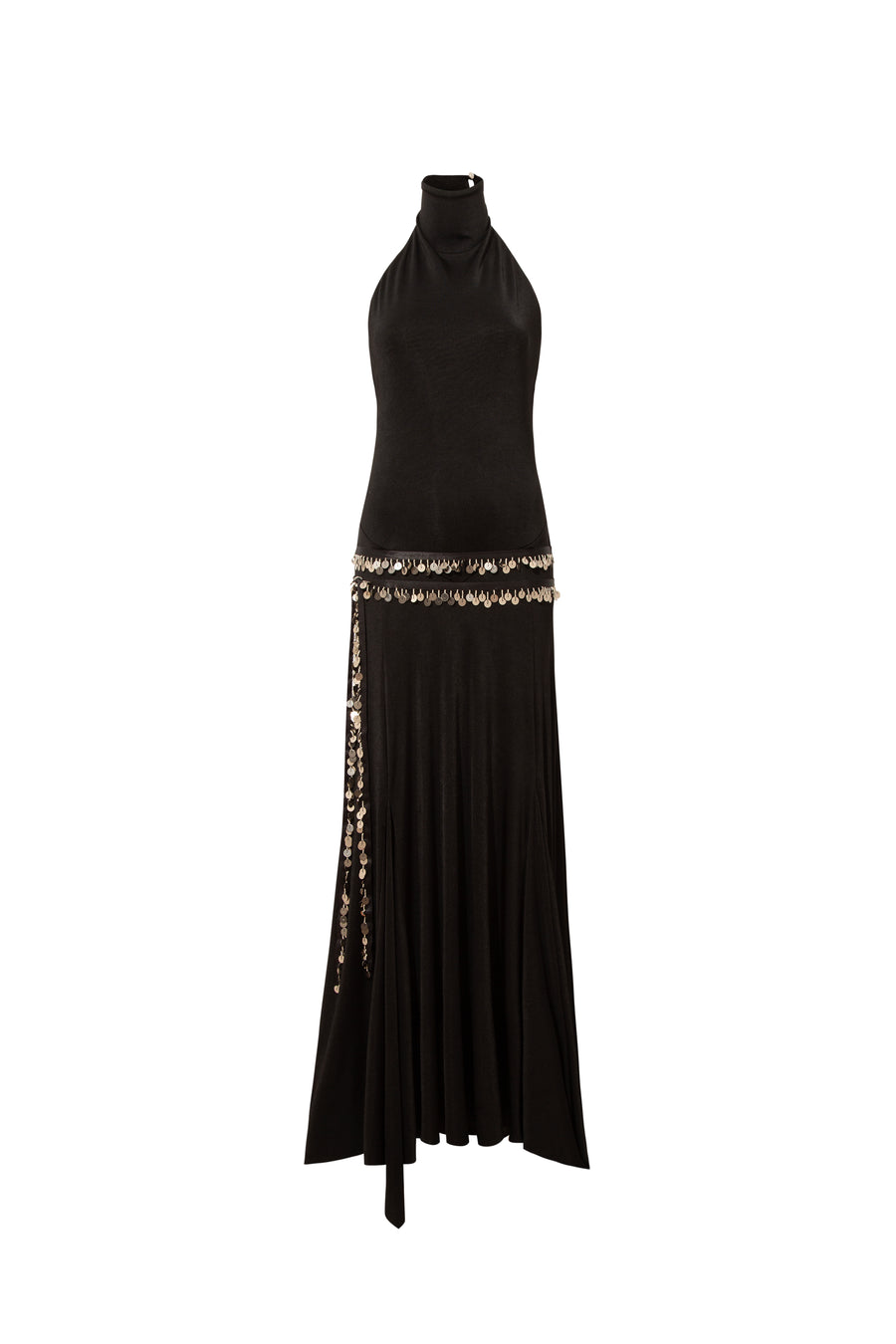 SEGNOR - Open-back halterneck dress with embellished belt