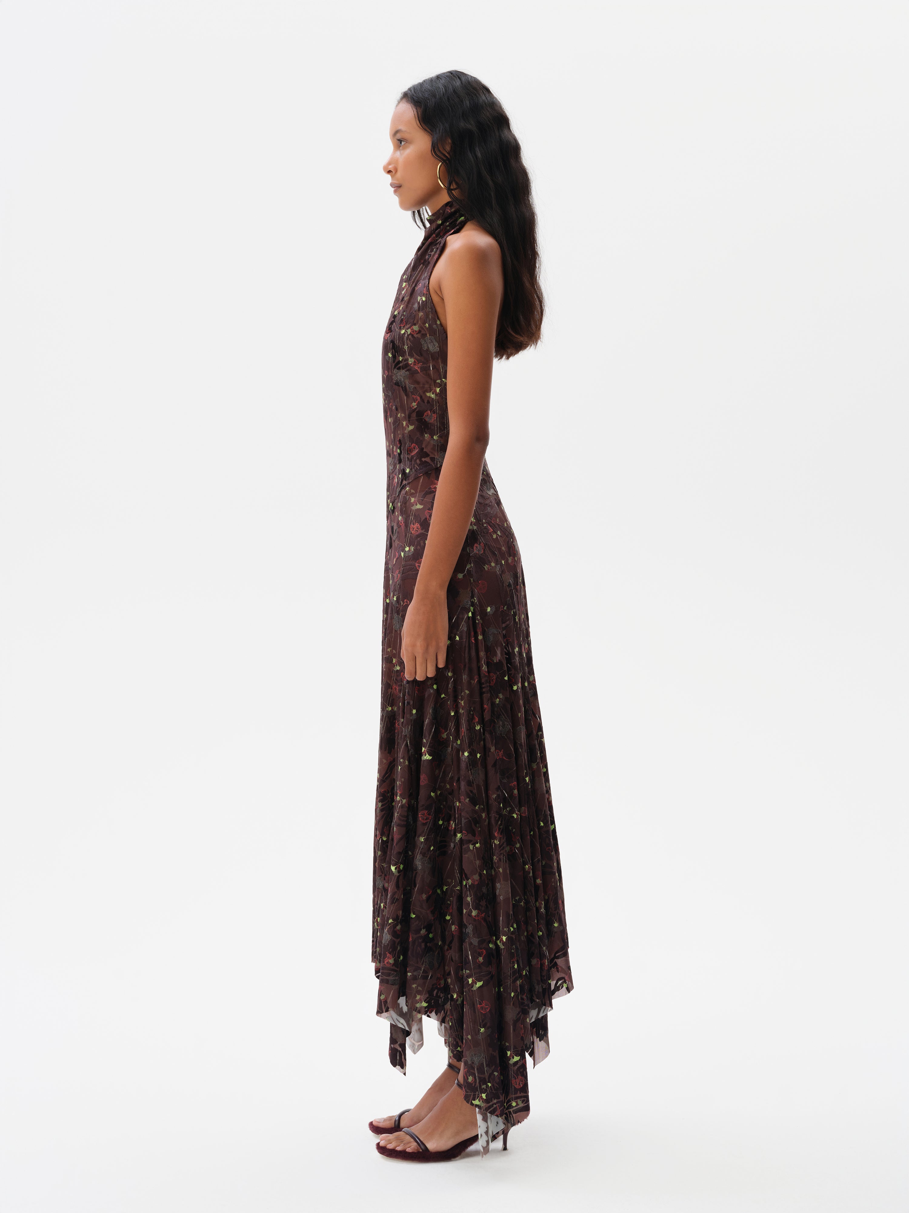SEGNOR - Open-back halter velvet devor dress Multi / L SEGNOR - Open-back halter velvet devor dress Multi / L