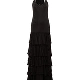 SEPHIAS - Open-back halterneck ruffled maxi dress