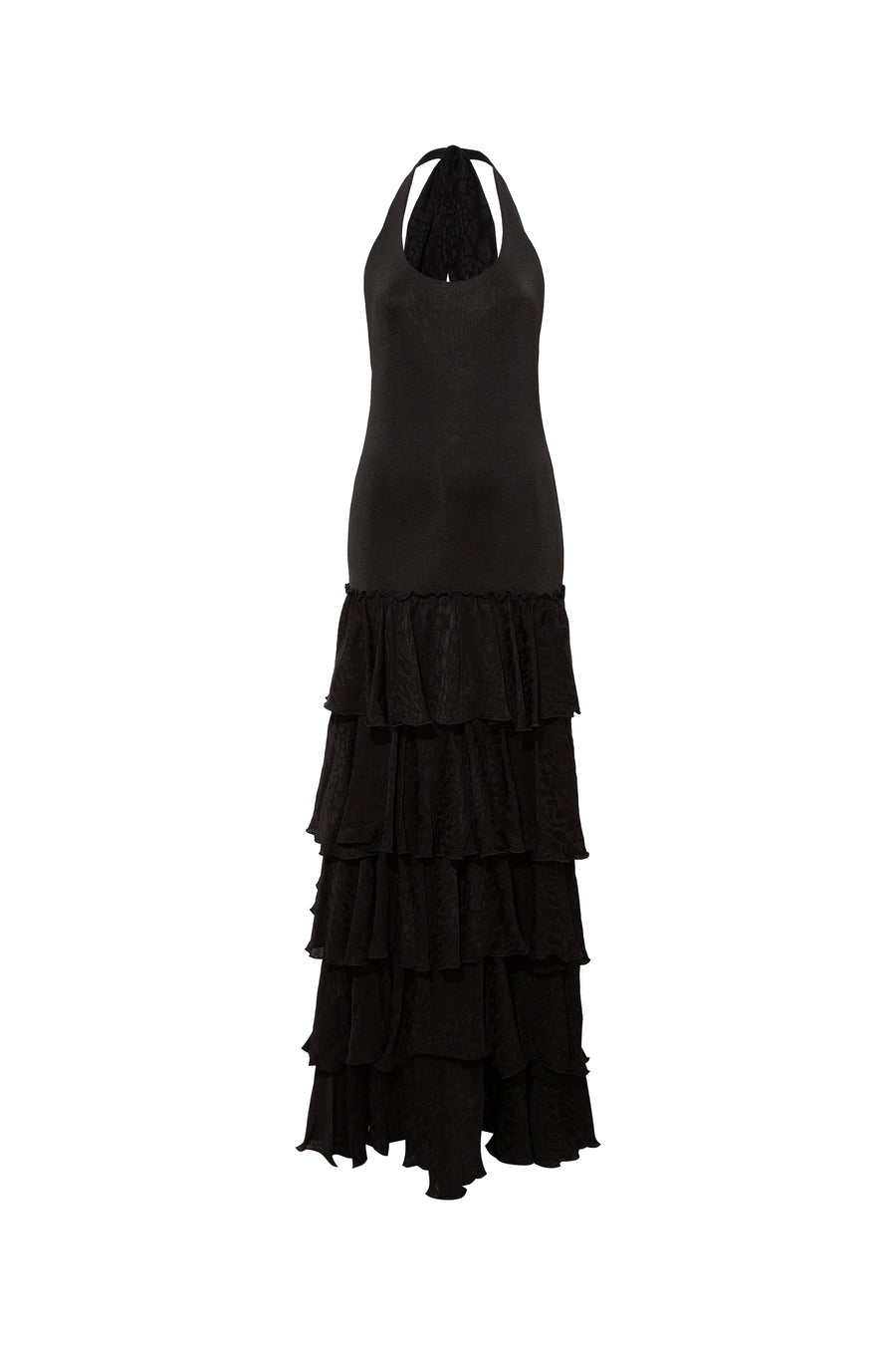 SEPHIAS - Open-back halterneck ruffled maxi dress