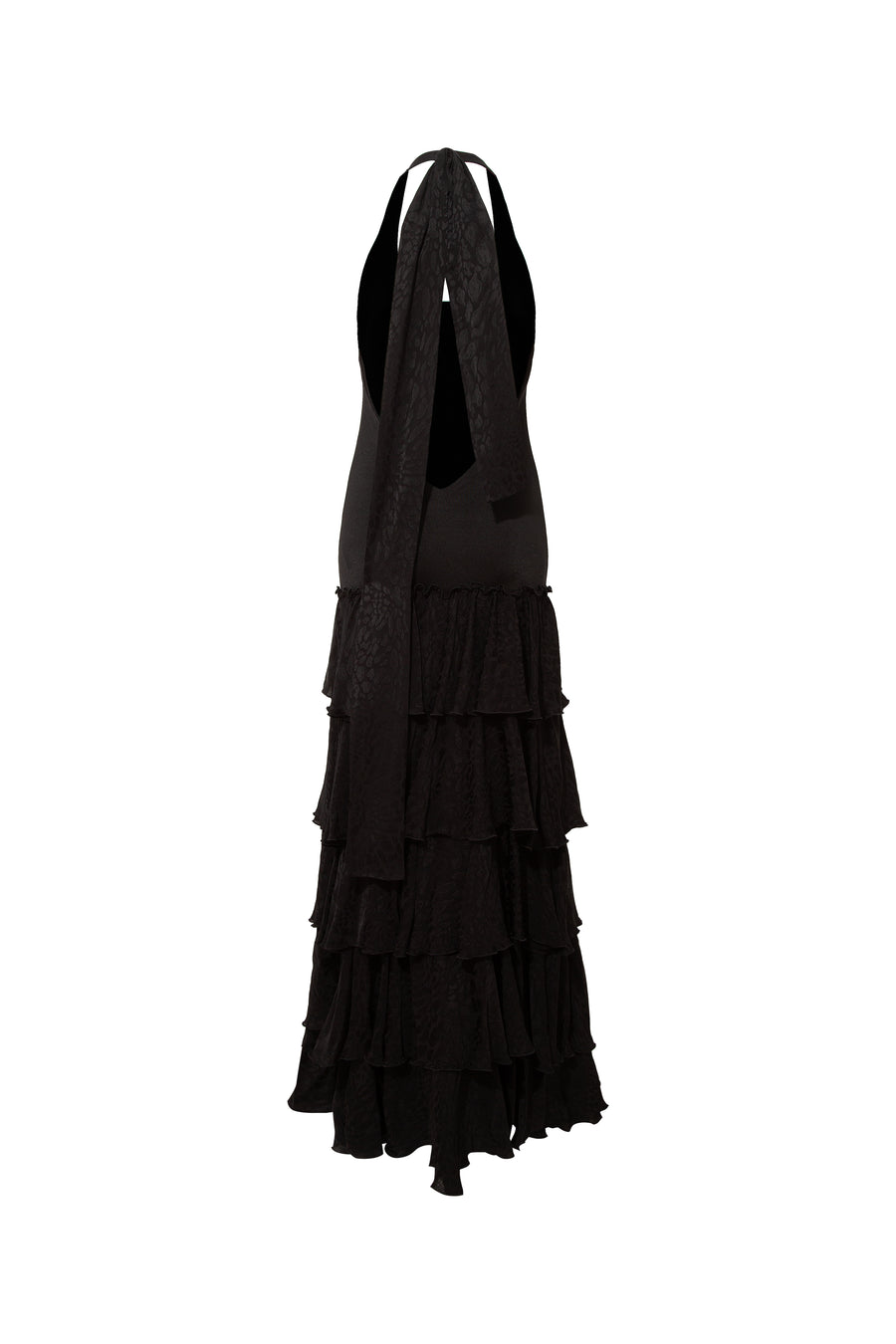 SEPHIAS - Open-back halterneck ruffled maxi dress