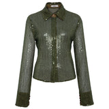 SEZANNE - Semi sheer sequin button-down
