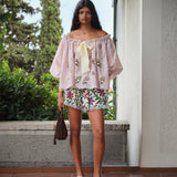SHOL - Floral print shorts with frayed hem