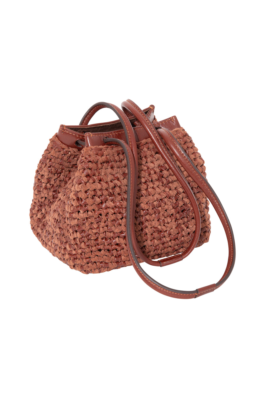 TIA - Mini woven leather shoulder bag with leather shoulder strap