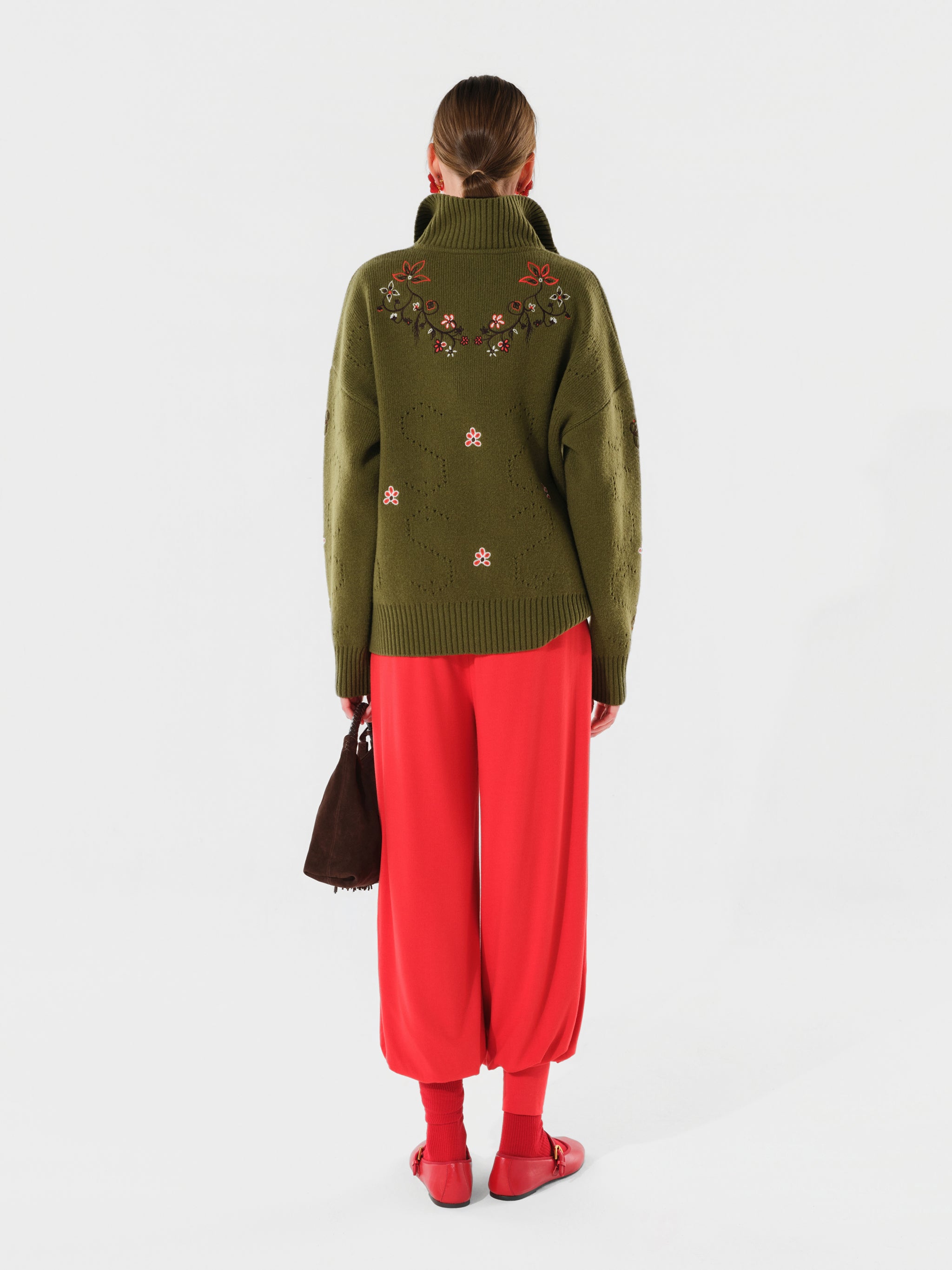 GENEVA - Half-zip embroidered knit sweater