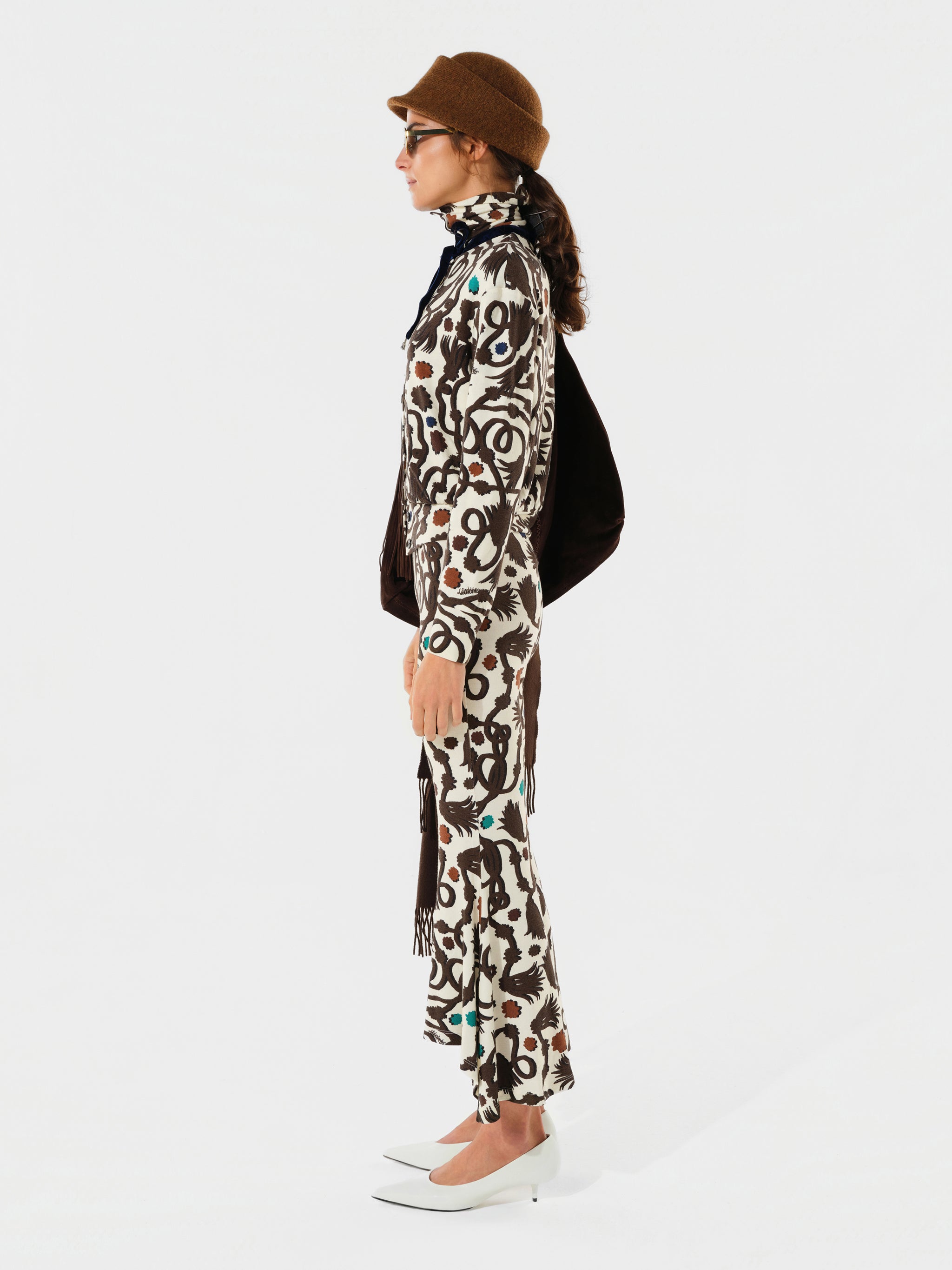 POLETTE - Printed knit cardigan with velvet tie detail