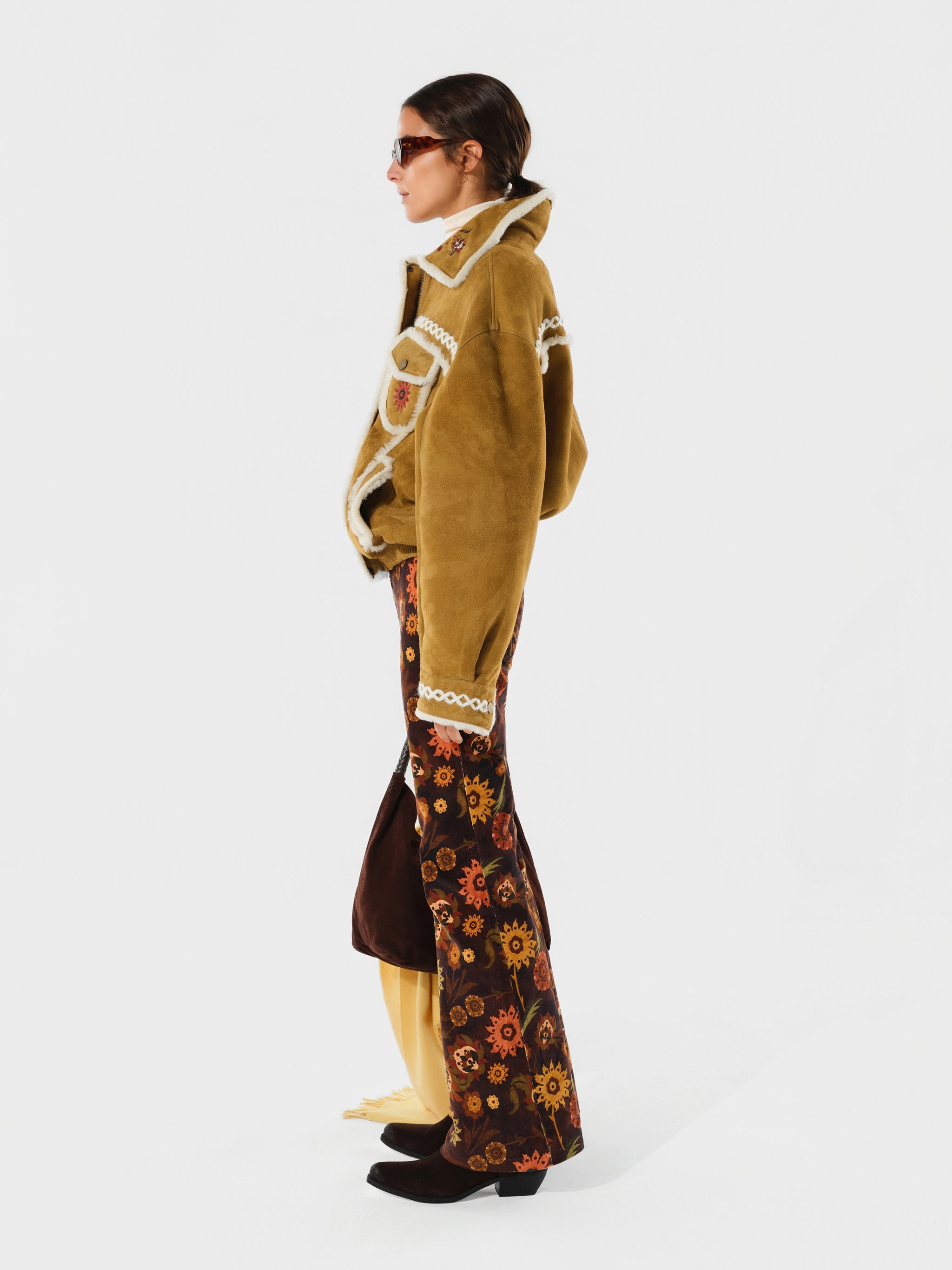 ISLA - Printed velvet flared pants