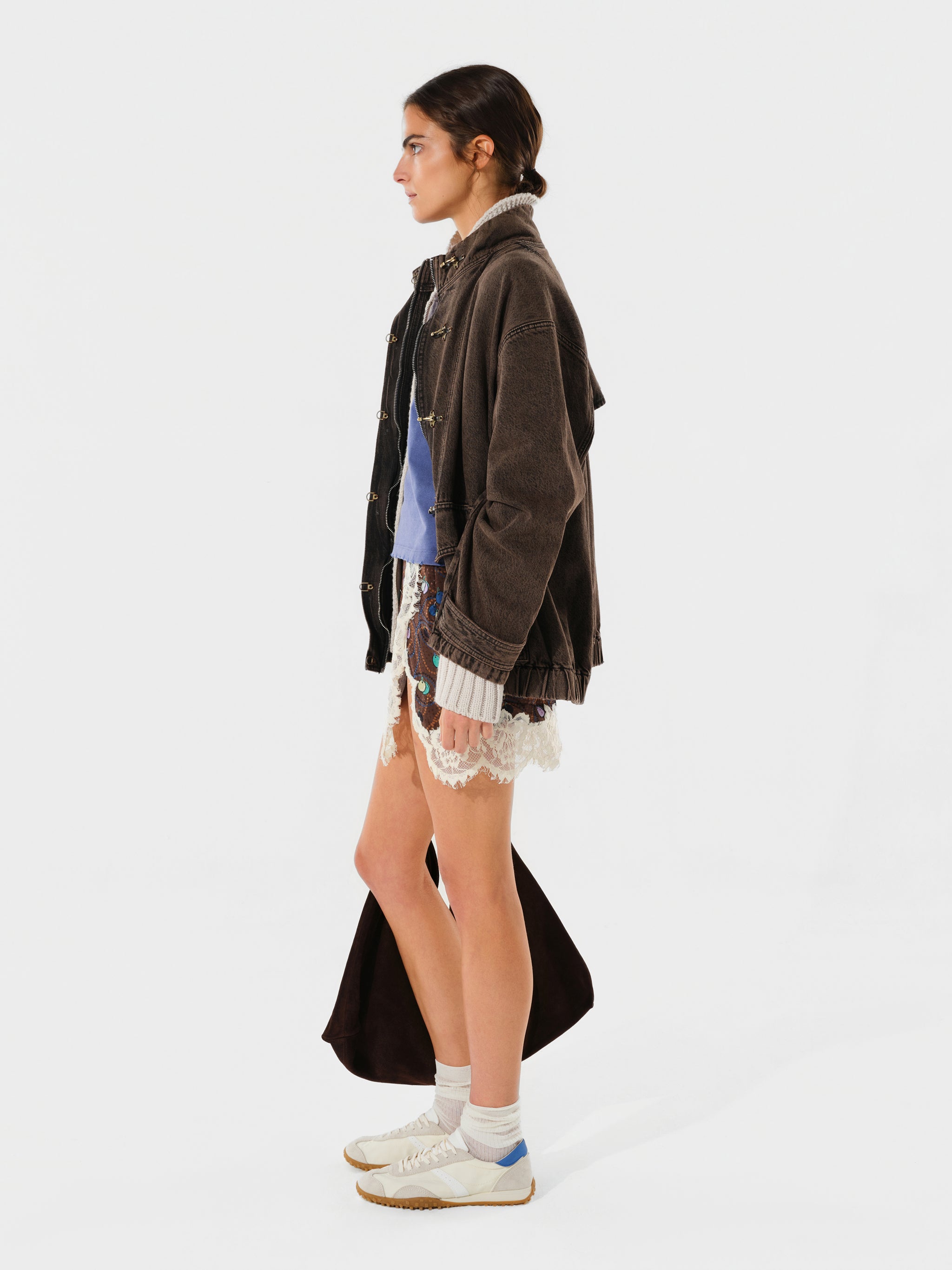 POLCA - Denim jacket with metal hook closure