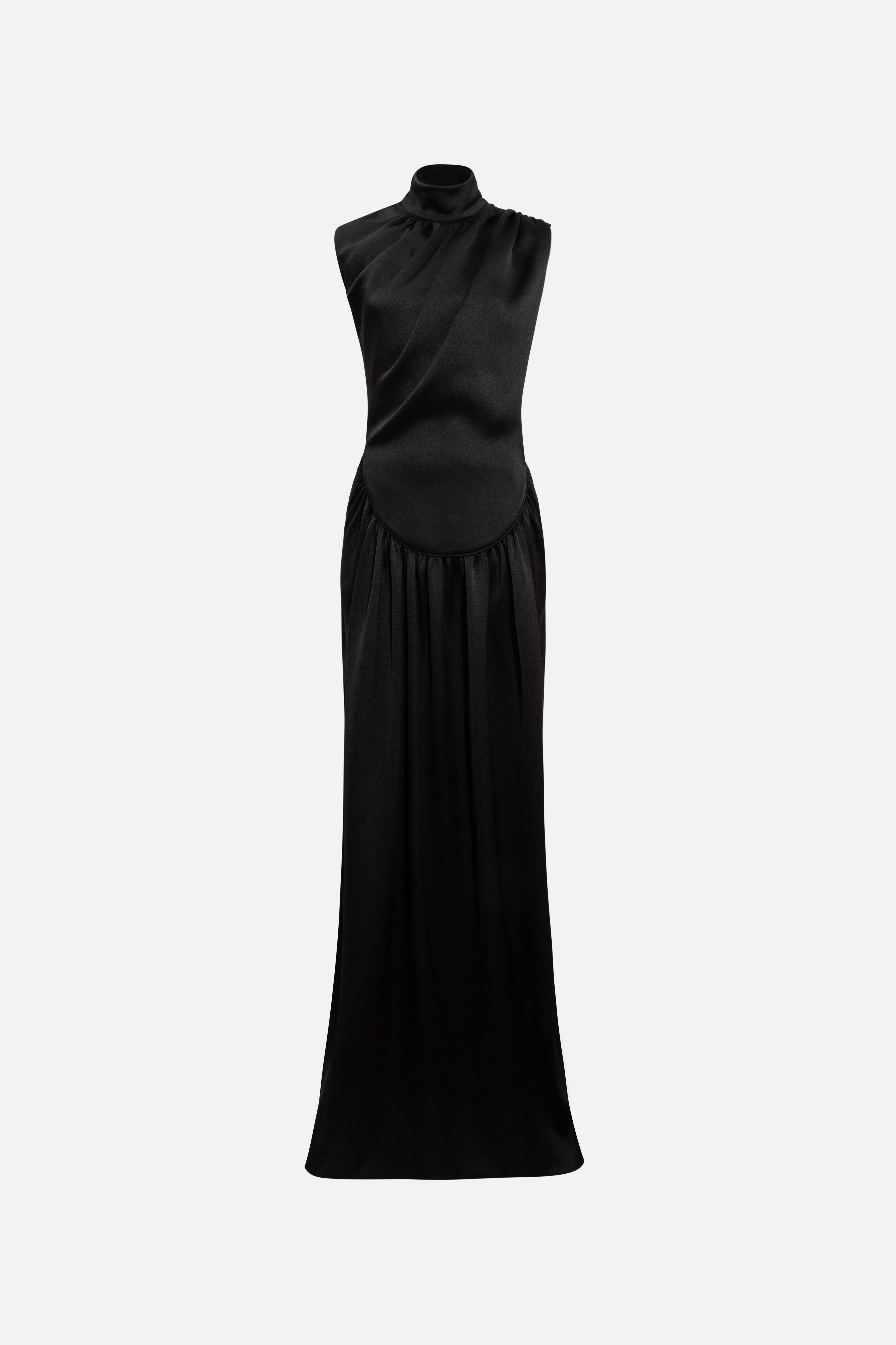 margo satin maxi dress margo satin maxi dress Margo Satin Floral Print Tie Neck Dress Gina Bacconi
