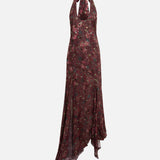 CORINAS - Halter-neck chiffon maxi dress with devoré detail