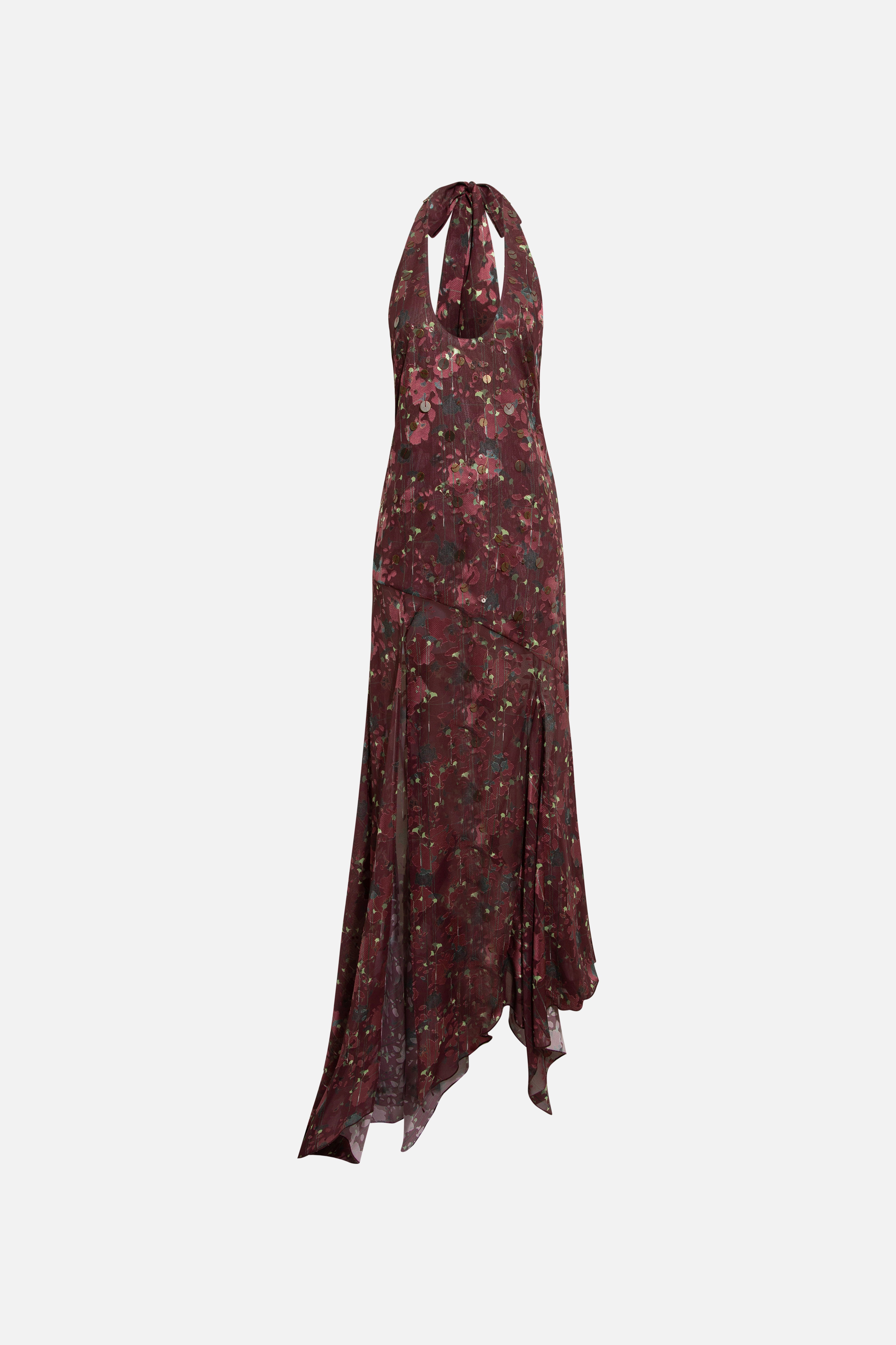 CORINAS - Halter-neck chiffon maxi dress with devoré detail