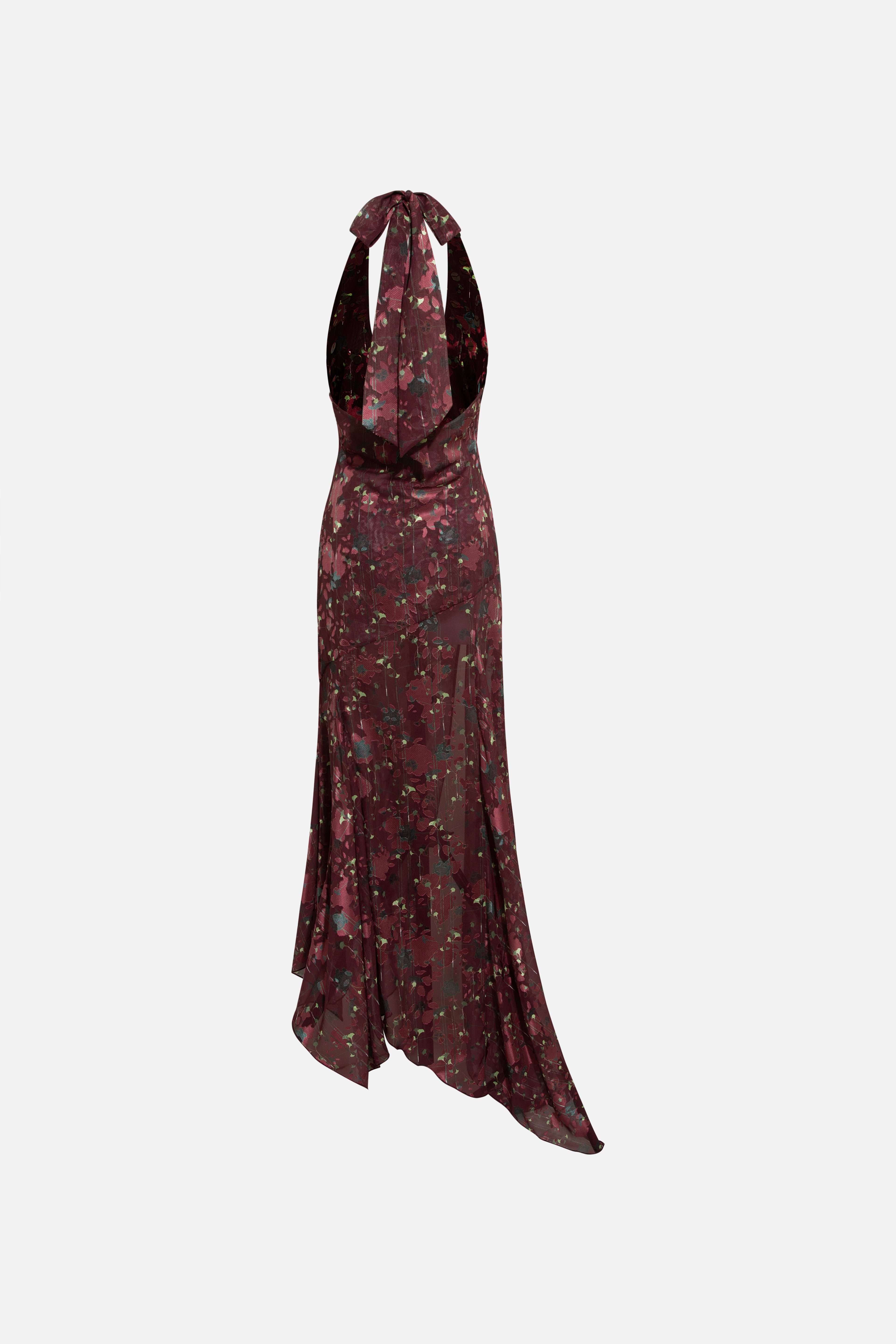 CORINAS - Halter-neck chiffon maxi dress with devoré detail