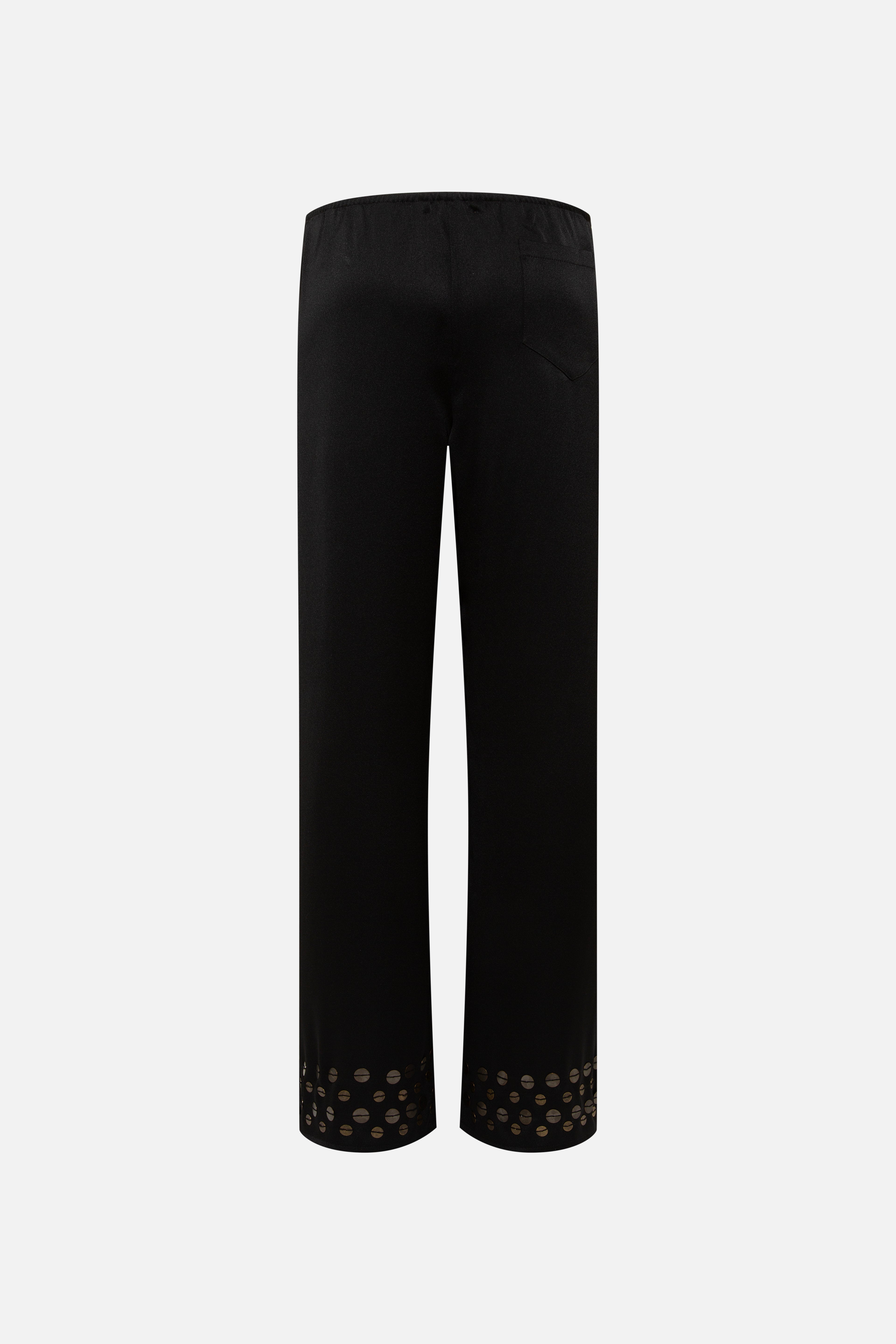 MANOCE - Wide-leg drawstring satin pants embroidered hem
