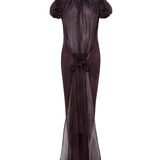 SIENA - Sheer maxi dress in lightweight checkered chiffon