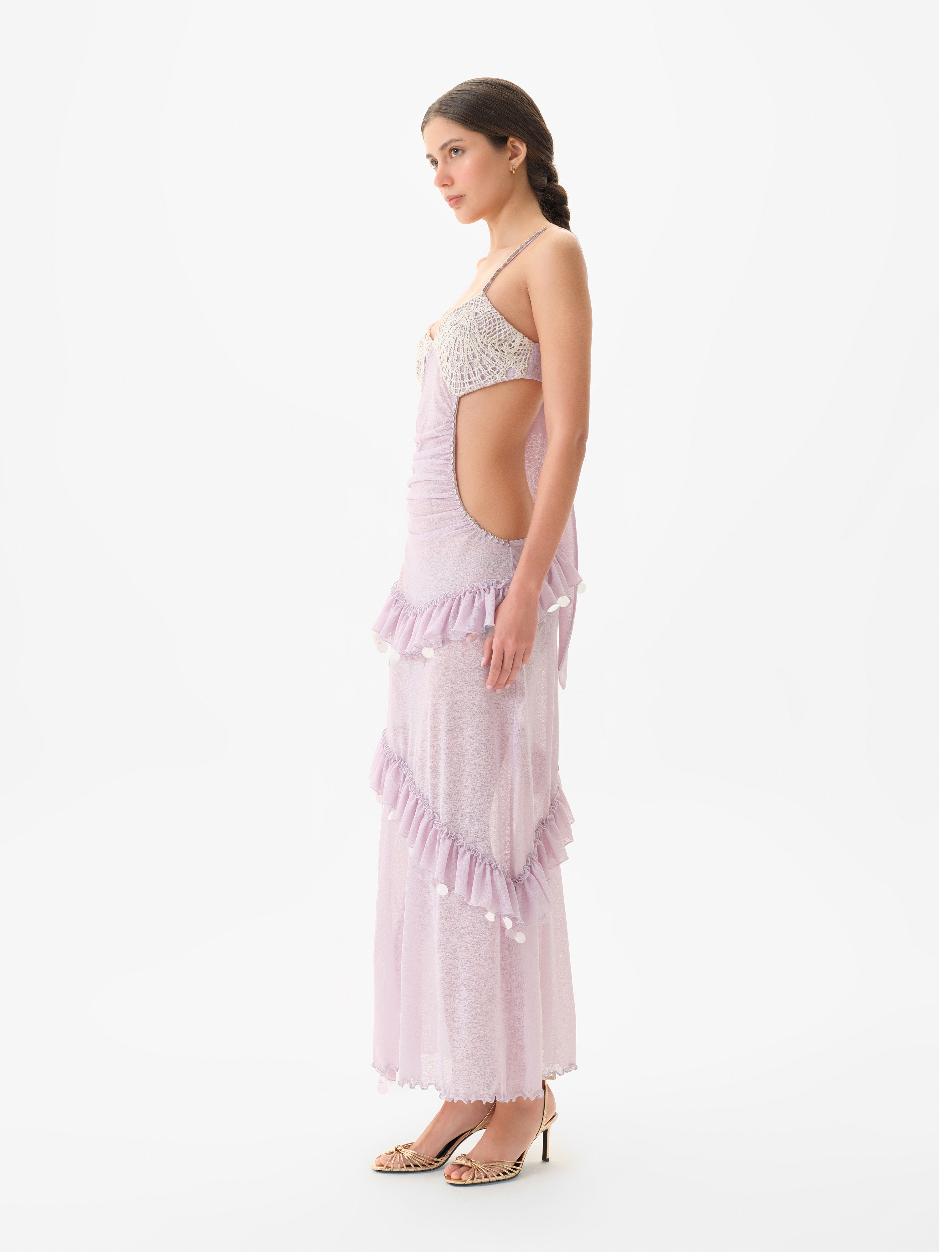 sheer mesh embellished dress SIGNE
