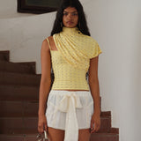 SILVY - Asymmetric studded jersey top