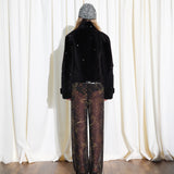 MANOCE - Printed sheer pants with attached tonal panty