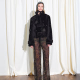 MANOCE - Printed sheer pants with attached tonal panty