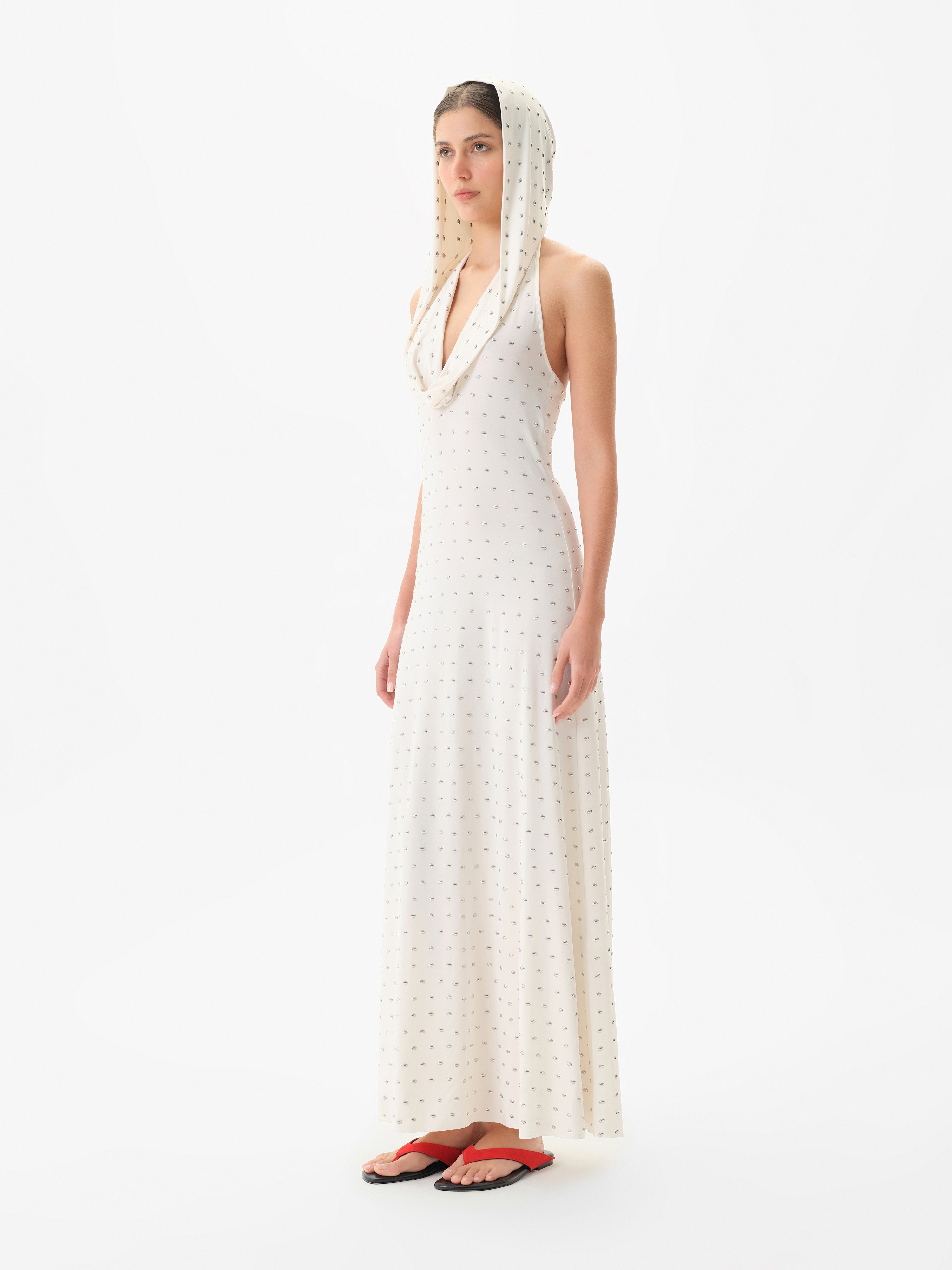SIZY - Cape detailed studded jersey maxi dress