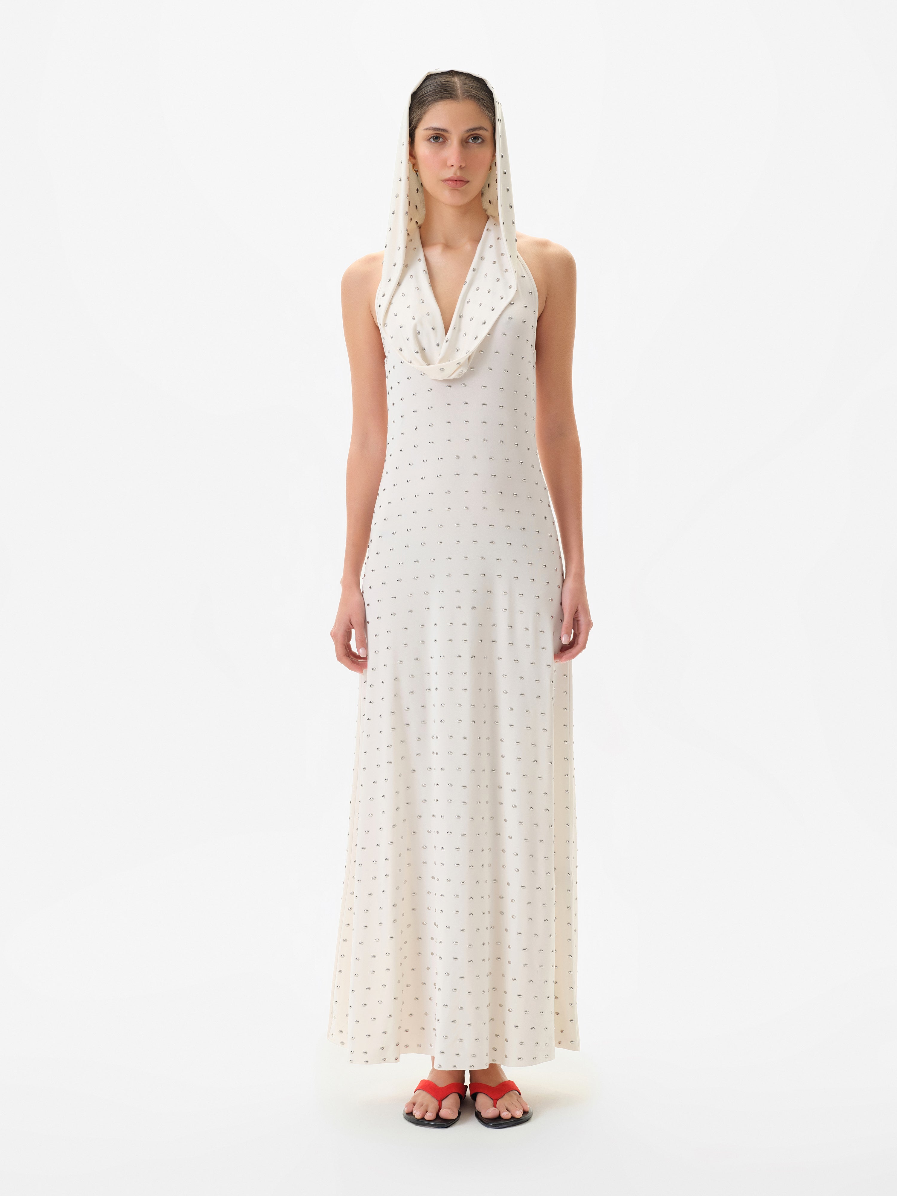 SIZY - Cape detailed studded jersey maxi dress