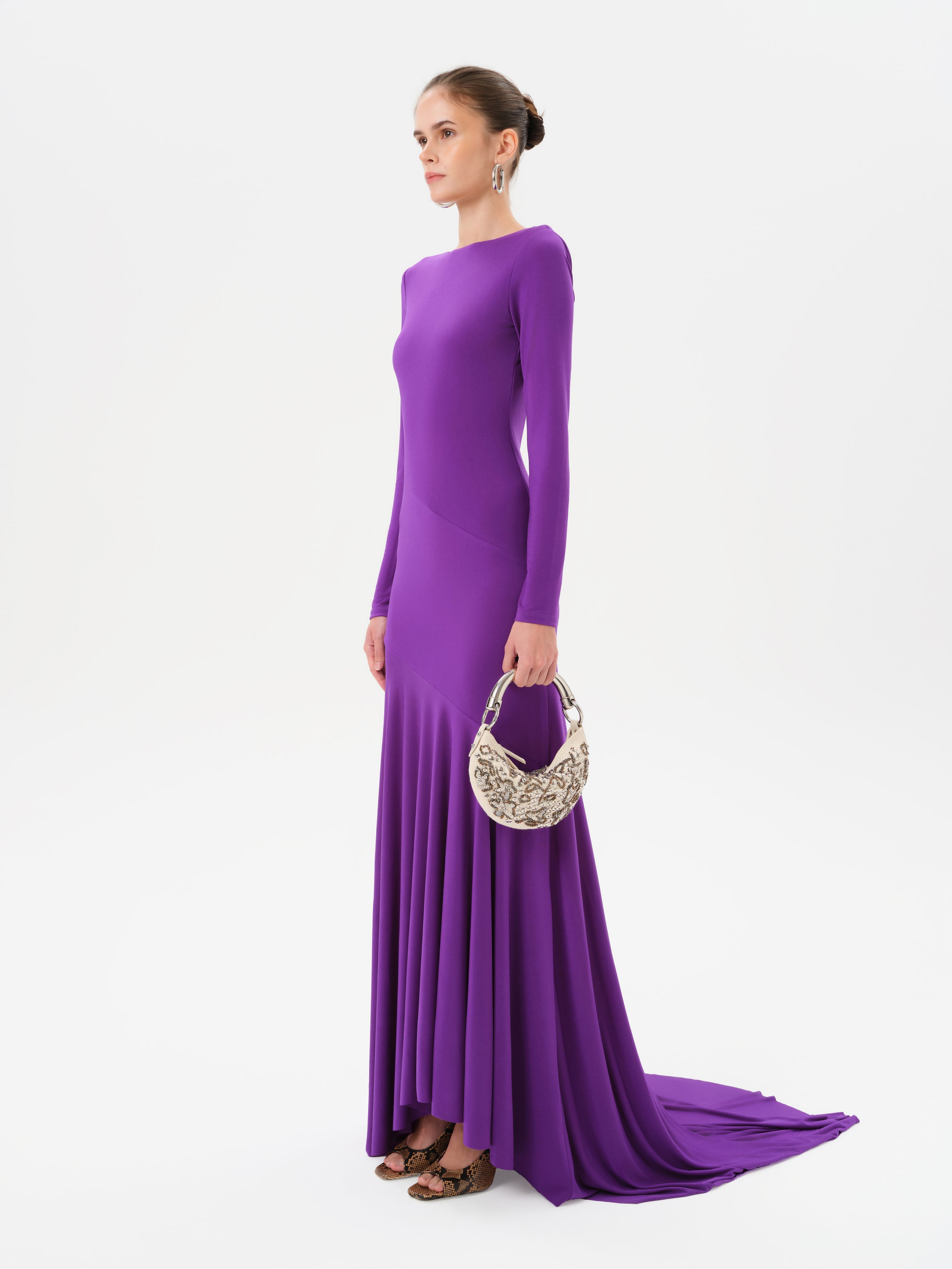 SKYE - Long-sleeve jersey maxi dress with open-back detail