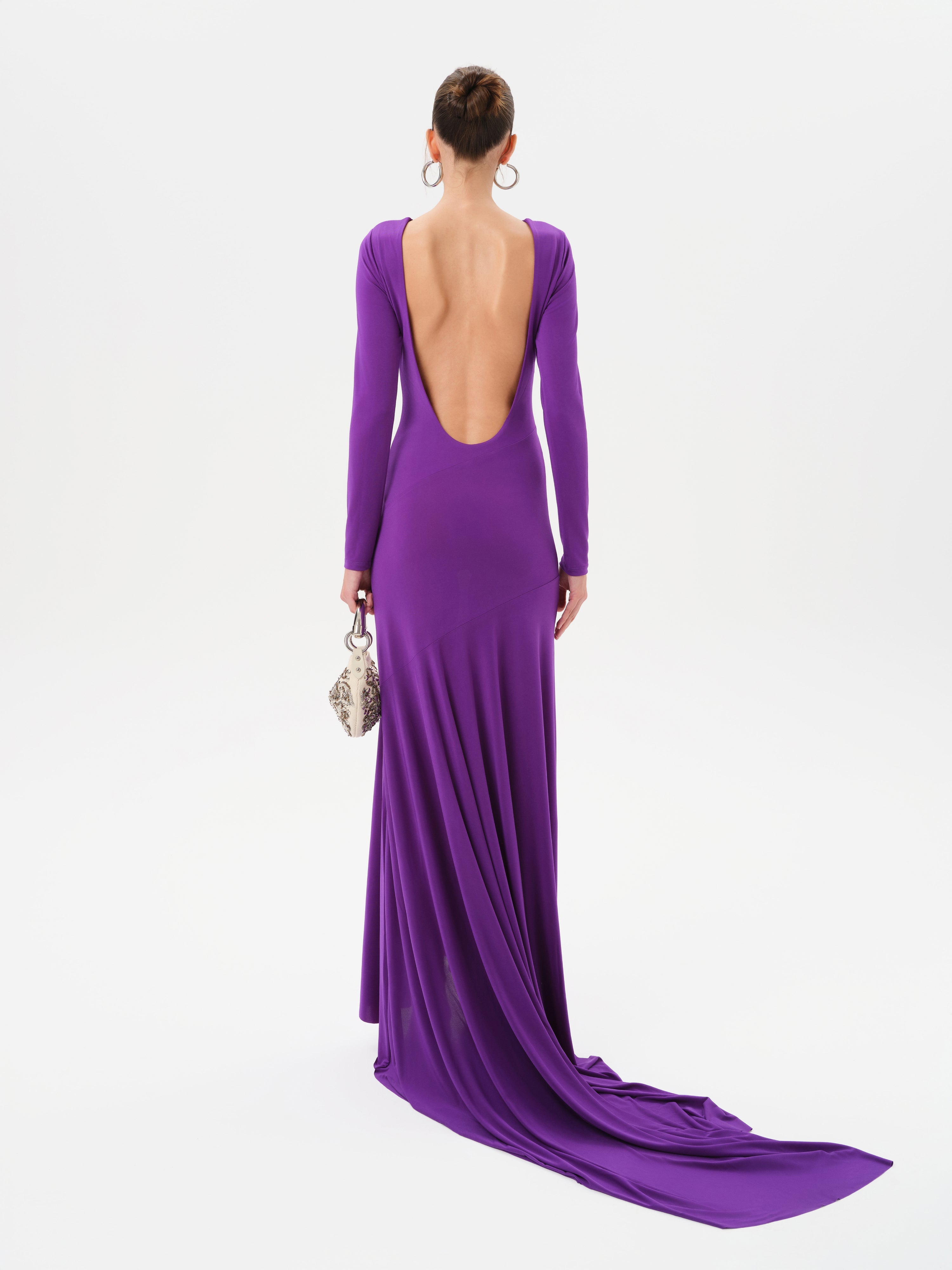 SKYE - Long-sleeve jersey maxi dress with open-back detail