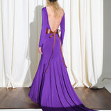 SKYE - Long-sleeve jersey maxi dress with open-back detail