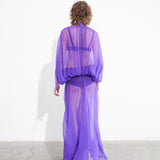 SOL - Sheer silk maxi dress with open-back design