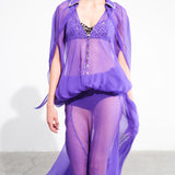 SOL - Sheer silk maxi dress with open-back design