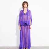 SOL - Sheer silk maxi dress with open-back design