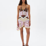 CEA - Asymmetric ruffled patchwork mini dress