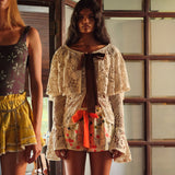 STELLA - Openwork crochet cape-sleeve cardigan