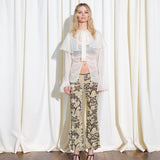 JESLYNN - Velvet pants with devoré detail